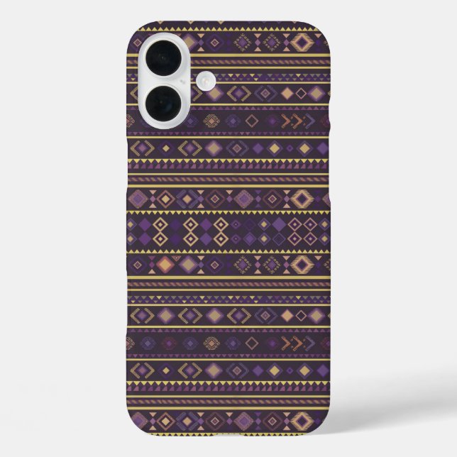Funda iPhone 16 Plus Bandas de horizonte étnico (Reverso )