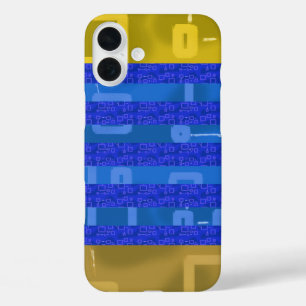 Funda iPhone 16 Plus Bandas geométricas de oro azul de Moda de Guay