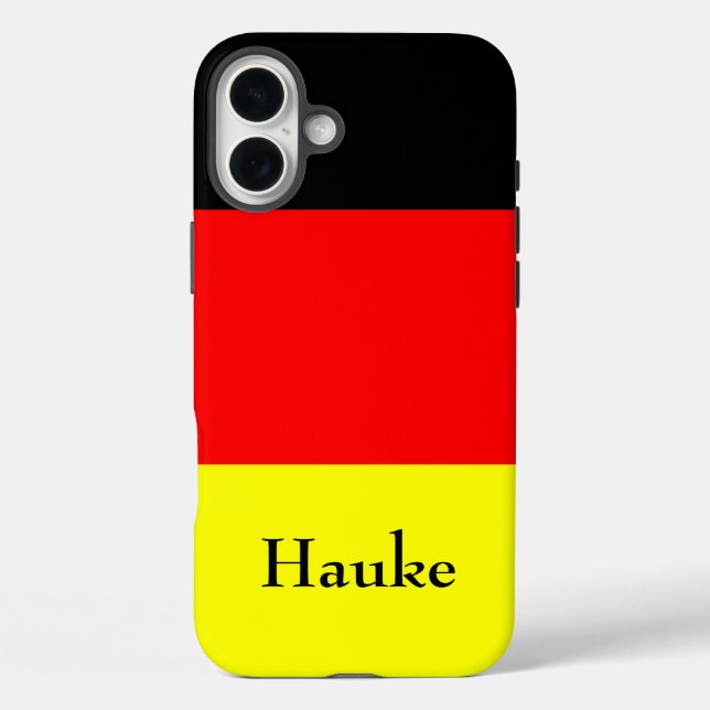 Funda iPhone 16 Plus Bandera alemana personalizada (Reverso )