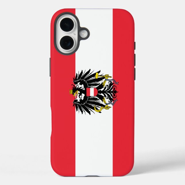 Funda iPhone 16 Plus Bandera de Austria/Bandera austríaca (Reverso )