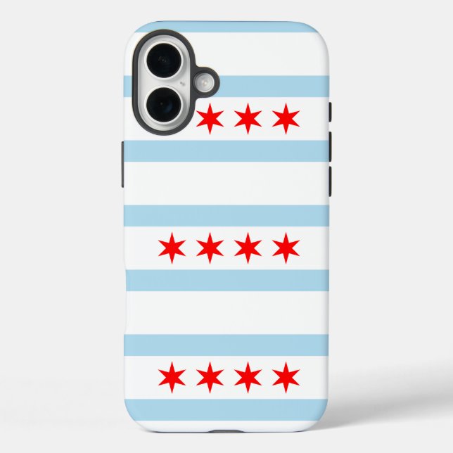 Funda iPhone 16 Plus Bandera de Chicago, Illinois (Reverso )