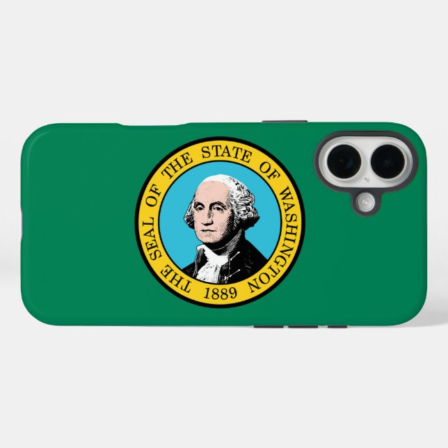 Funda iPhone 16 Plus Bandera de Washington (Reverso (Horitonzal))