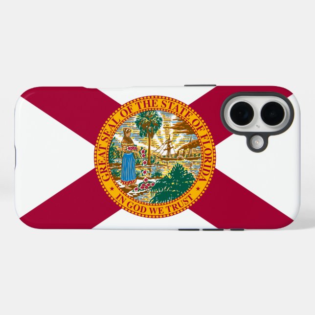 Funda iPhone 16 Plus Bandera del estado de Florida (Reverso (Horitonzal))