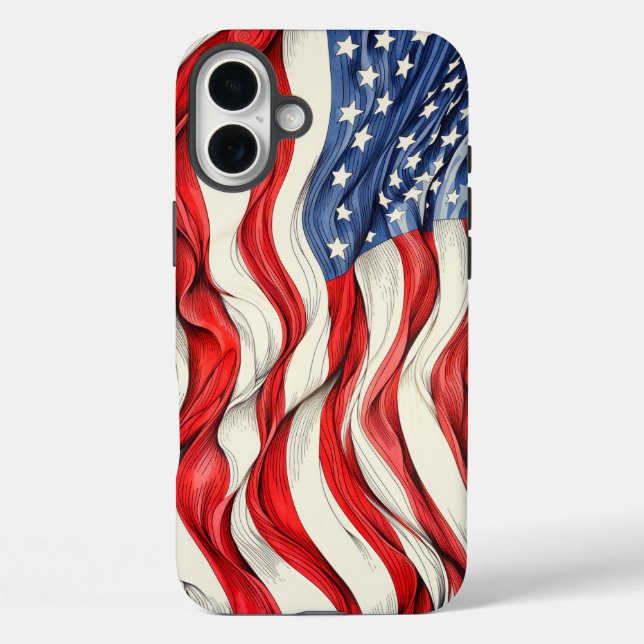 Funda iPhone 16 Plus Bandera estadounidense (Reverso )
