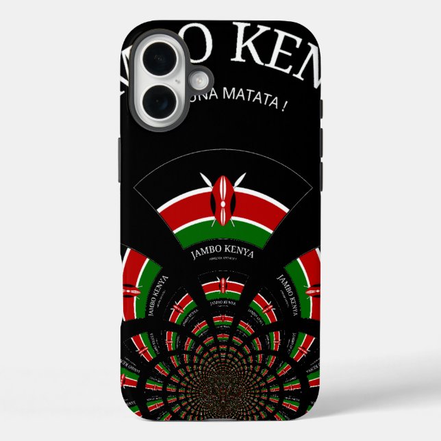 Funda iPhone 16 Plus Bandera keniana inspiró arte de bienvenida a Jambo (Reverso )