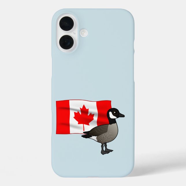 Funda iPhone 16 Plus Bandera y ganso de Canadá (Reverso )
