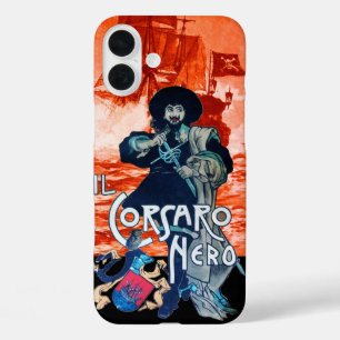 Funda iPhone 16 Plus Batalla NEGRA CORSAIR/Pirata De Barcos En Rojo