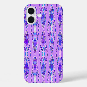 Funda iPhone 16 Plus Batik tribal - Lavanda, azul y violeta