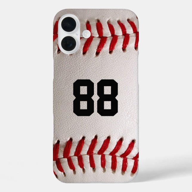 Funda iPhone 16 Plus Béisbol con número de Personalizable (Reverso )