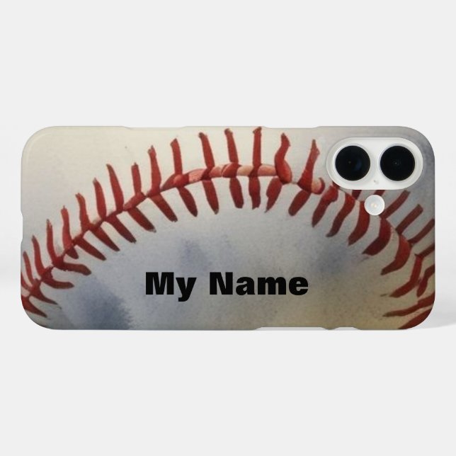 Funda iPhone 16 Plus Béisbol, su nombre (Reverso  (Horizontal))