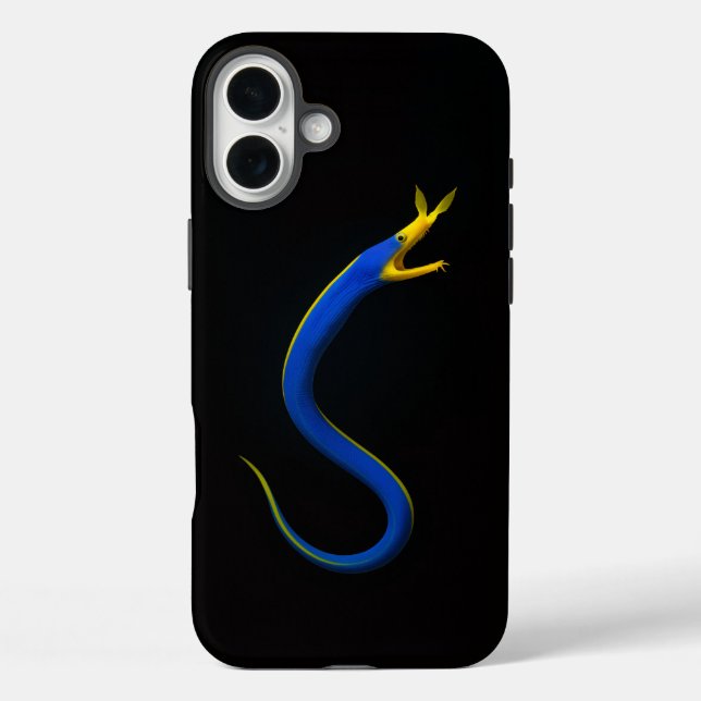 Funda iPhone 16 Plus Black 4 Luxe iPhone 16 Plus, Anguila de Cinta Azul (Reverso )