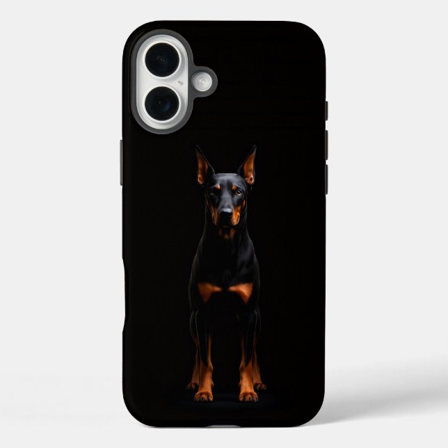 Funda iPhone 16 Plus Black 4 Luxe iPhone 16 Plus, Guardian Doberman Dog (Reverso )