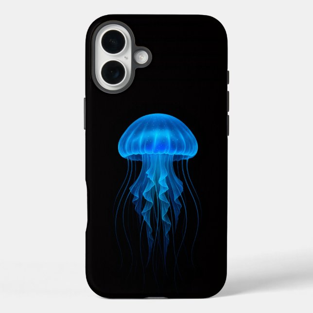 Funda iPhone 16 Plus Black 4 Luxe iPhone 16 Plus Mate, Blue Jellyfish (Reverso )