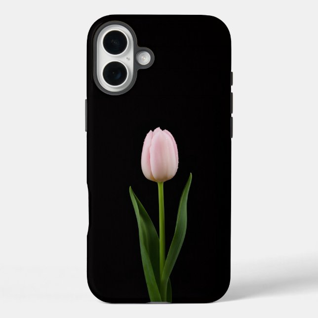 Funda iPhone 16 Plus Black 4 Luxe iPhone 16 Plus, Tulipán Rosa Claro (Reverso )
