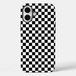 Funda iPhone 16 Plus Black and white checkerboard pattern 