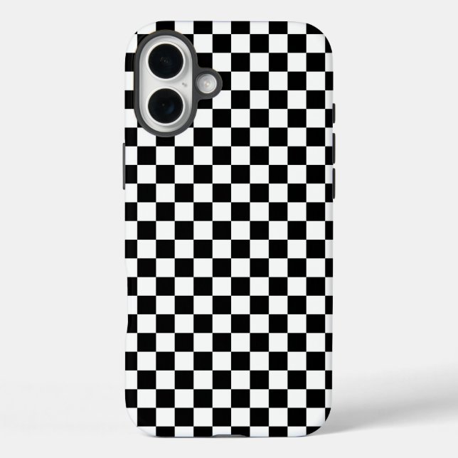 Funda iPhone 16 Plus Black and white checkerboard pattern  (Reverso )