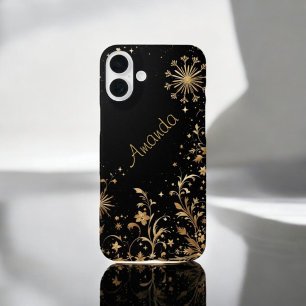 Funda iPhone 16 Plus Black Gold Bloom
