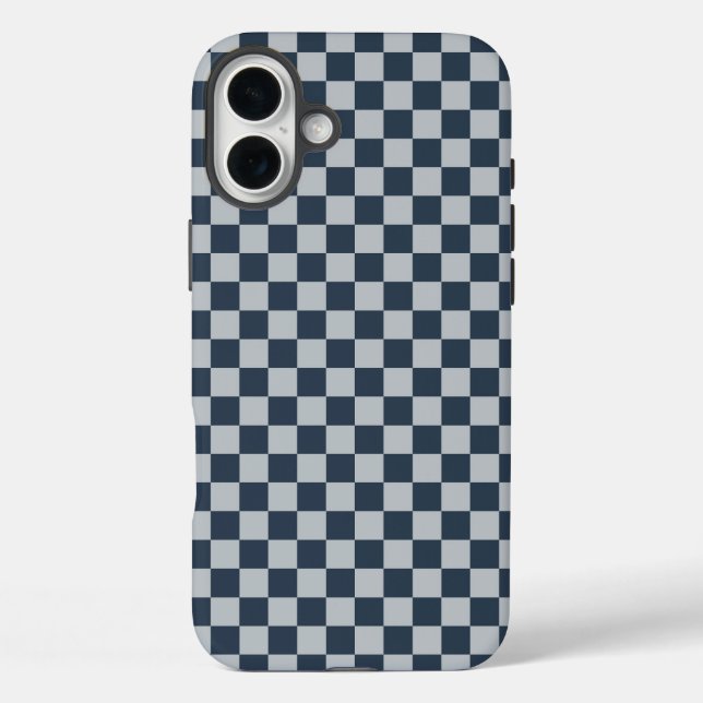 Funda iPhone 16 Plus Black ice checkered board pattern (Reverso )