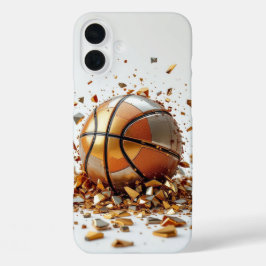 Funda iPhone 16 Plus Blindaje plateado de básquet