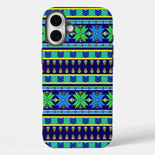 Funda iPhone 16 Plus Blue Stripe Aztec (Reverso )