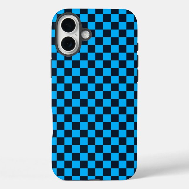 Funda iPhone 16 Plus Blueberry checkered pattern (Reverso )