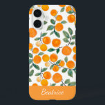Funda iPhone 16 Plus Bonito Naranja de acuarela Citrus Personalizado<br><div class="desc">Cuadros acuarelas con naranjas y hojas,  personalizados con tu nombre.</div>