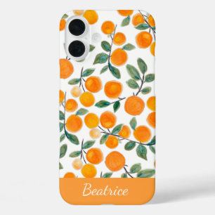 Funda iPhone 16 Plus Bonito Naranja de acuarela Citrus Personalizado