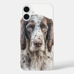 FUNDA iPhone 16 PLUS BONITO PERRO MARRÓN Y BLANCO