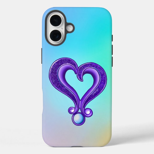 Funda iPhone 16 Plus Bonito Púrpura Corazón (Reverso )