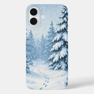 Funda iPhone 16 Plus Bosque cubierto de nieve
