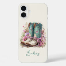 Botas turquesa elegantes con flores monogramadas