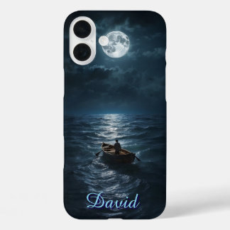 Funda iPhone 16 Plus Bote En Sea Moonlit Night Pacific Ocean Gift