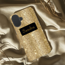 Funda iPhone 16 Plus Brillante oro brillante glamuroso deco de arte