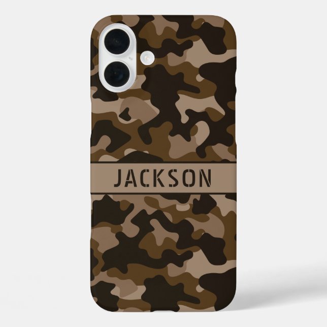 Funda iPhone 16 Plus Brown Camouflage Personalized (Reverso )