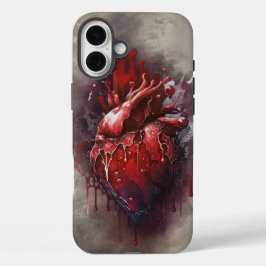 Funda iPhone 16 Plus Brujería | Corazón con goteo sangrado rojo y dorad