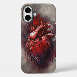 Funda iPhone 16 Plus Brujería   Corazón con goteo sangrado rojo y dorad