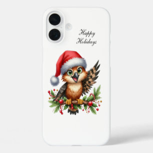 Funda iPhone 16 Plus Búho festivo de vacaciones de Navidad