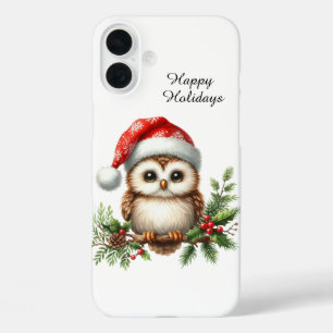 Funda iPhone 16 Plus Búho personalizable de playa navideña festiva