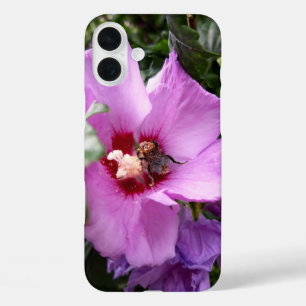 Funda iPhone 16 Plus Bumblebee en la flor de Hibiscus