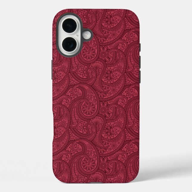 Funda iPhone 16 Plus Burgundy Paisley (Reverso )