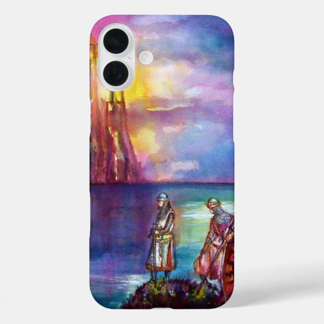 Funda iPhone 16 Plus Caballeros medievales de PENDRAGON, Lago Sunset, F (Reverso )