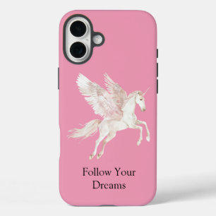 Funda iPhone 16 Plus Caballo Pegasus blanco rosado de Rubor
