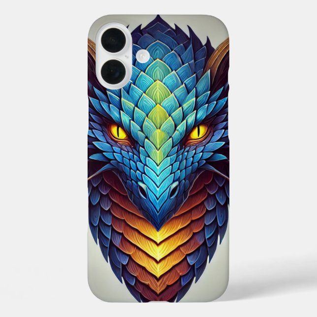 Funda iPhone 16 Plus Cabeza de dragón azul (Reverso )