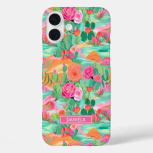Funda iPhone 16 Plus Cactus del Desierto Florido Personalizado