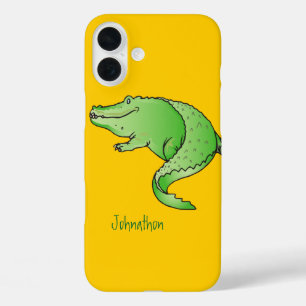 Funda iPhone 16 Plus Caimán verde y amarillo lindo y colorido