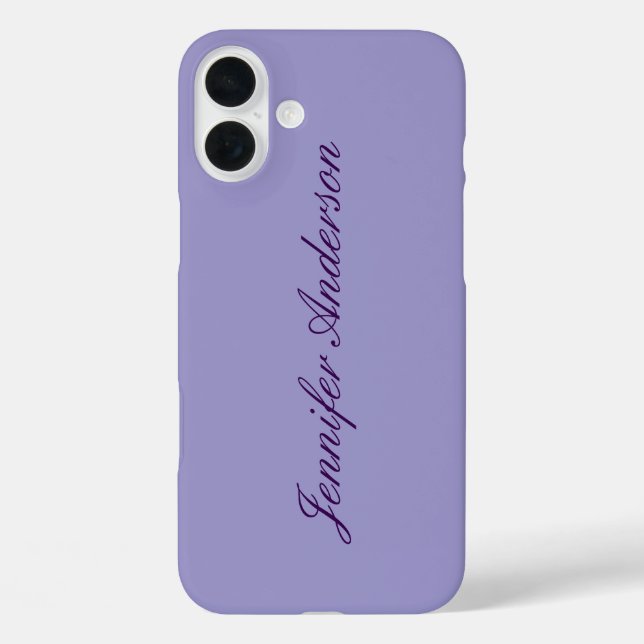 Funda iPhone 16 Plus Caligrafía Pastel Pale Purple personalizada (Reverso )