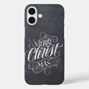 Funda iPhone 16 Plus Calligrafía cristiana de croqueta navideña C