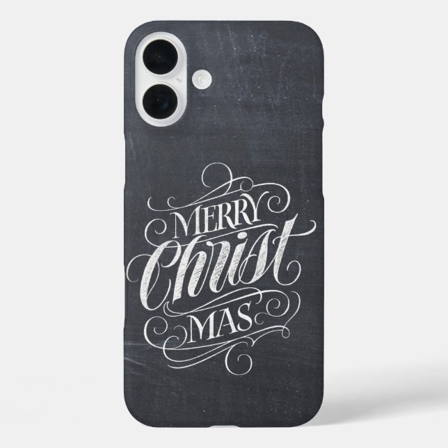 Funda iPhone 16 Plus Calligrafía cristiana de croqueta navideña C (Reverso )