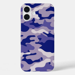 Funda iPhone 16 Plus Camo Camping Caza Camuflaje Azul