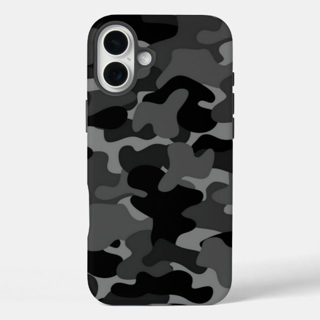 Funda iPhone 16 Plus Camo negro gris (Reverso )